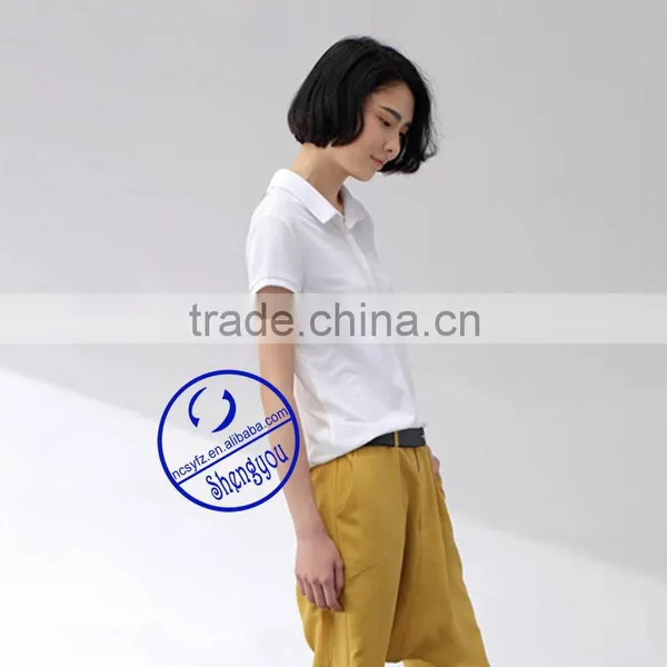 Wholesale 100 Cotton Plain White Polo t Shirt for Women photo-2