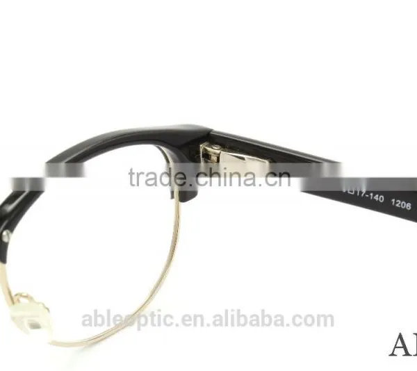 2015 Hotselling Round Black Acetate Hand Made Spectacles Optical Frames Eyewear Eyeglasses With Half-rim Metal photo-2
