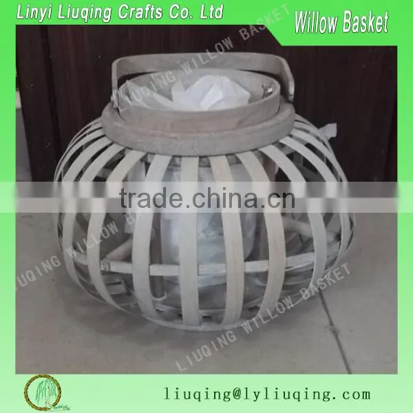 Round white wooden lantern/Rustic candle lanterns /Lanterns for candles/fireplace