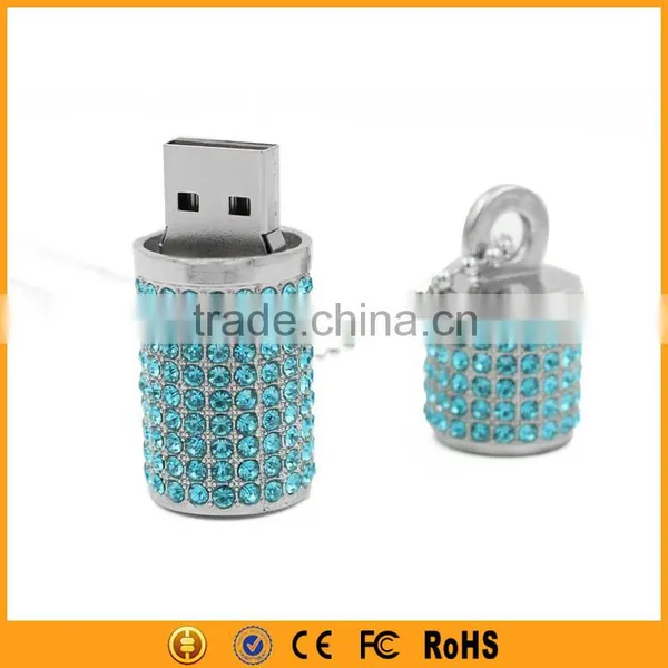 Silver Cylindrical Crystal Pendrive 8GB 16GB 32GB Crystal USB Drive photo-3