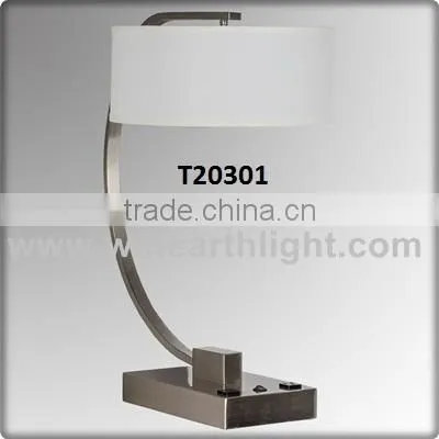 UL Listed Modern Bedroom Bedside Glass Shade Adjustable Desk Lamp With On Off Switch Power Outlet Hotel Desk Lamps Light T50070 photo-3