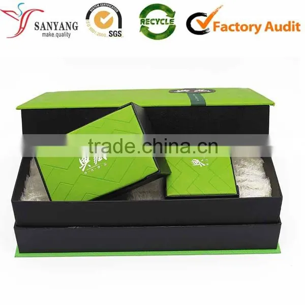 Professional Handmade Leather Cardboard Tea Box With 4 Small Tea Gift Box Set photo-2