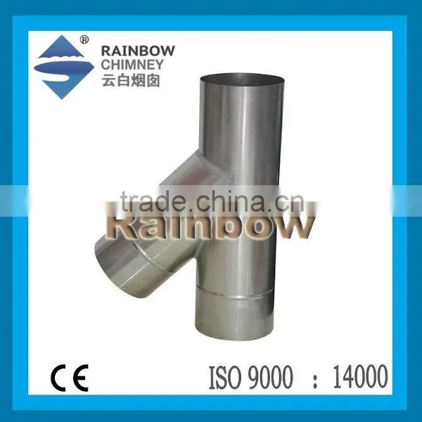 CE Single Wall Stainless Steel Fireplace 45 or 135 Degree Tee Pipe Flue Kit