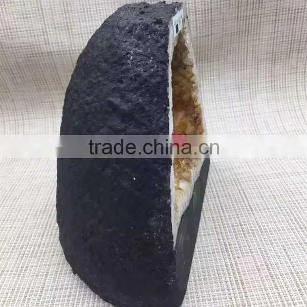 Natural Crystal Citrine Geode For Sale Medium Home Decoration photo-6