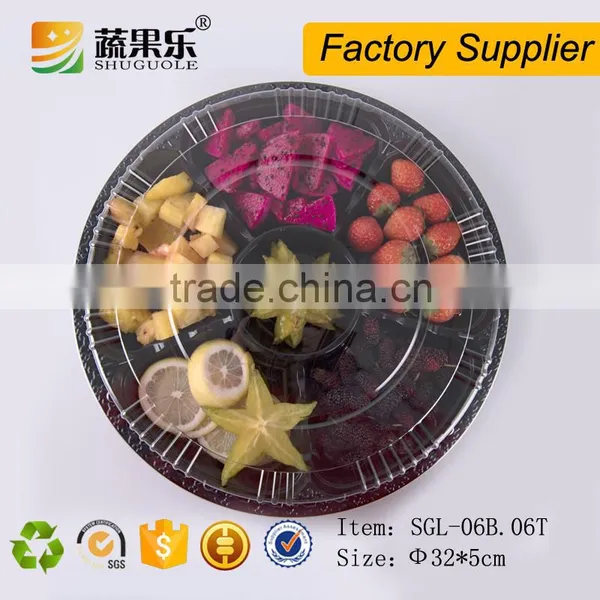 Transparent 6 Compartment Fruit Round Container photo-3