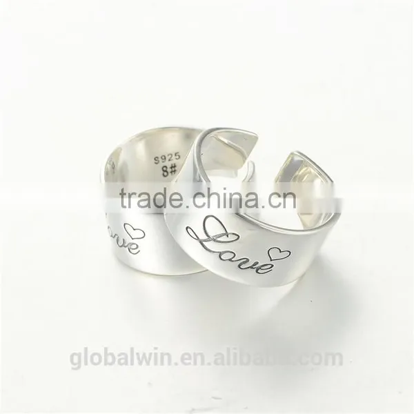 925 Silver Open Adjustable Fashion Love Alphabet Finger Ring For Valentine'S Day Gift photo-4
