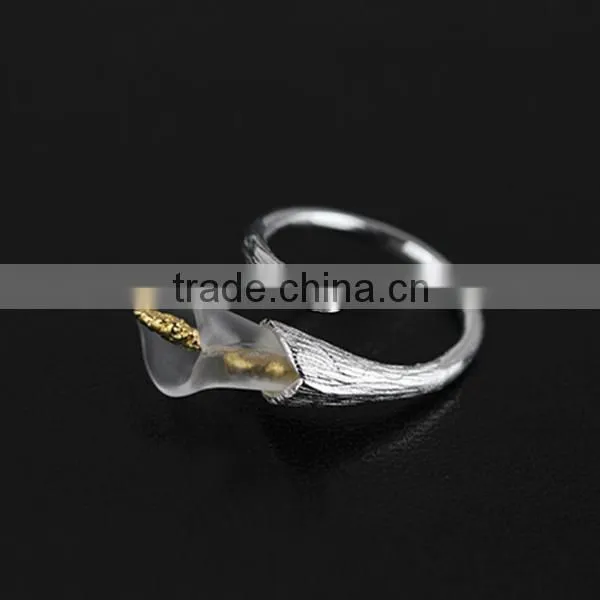 925 Sterling Silver Piezoelectric Crystal Horse Shoe Louts Ring Adjustable Ring Jewelry Supplise 6260557 photo-2