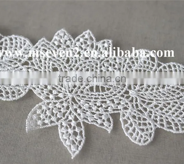 Reasonable Price Polyester Net Lace Trim ,rhinestone Lace Trim in White Non- Elastic Lace Trim for Clothing Making photo-2