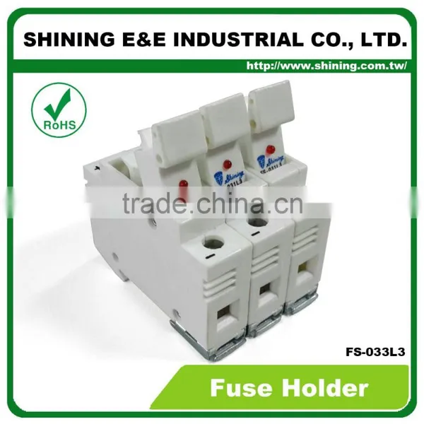 FS-033L3 UL Approved 600V 32A 3 Pole 10x38 Porcelain Fuse Carrier photo-2