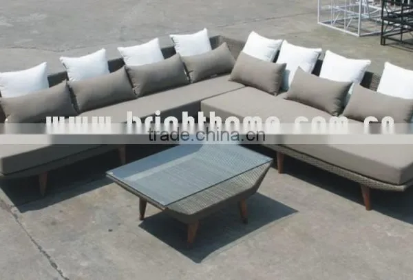 L Shaped Cheap Rattan 7 Seater Garden Sofa Set photo-3