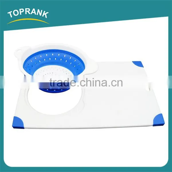 Cheap Wholesale Kitchen Foldaway Flexible Plastic Cutting Board With Foldable Bowl photo-2