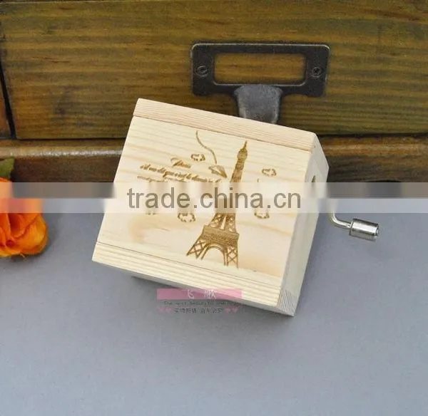Natural Wood Color Rotating Music Box photo-3