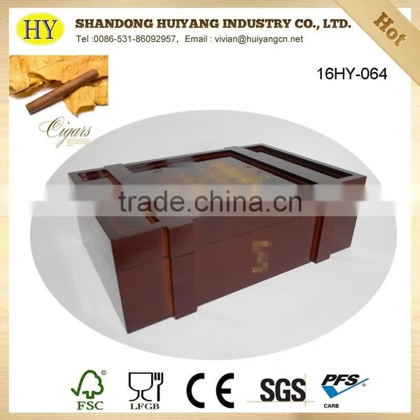 Glossy Red Color Pine Luxury Wood Cigar Box Humidors photo-2