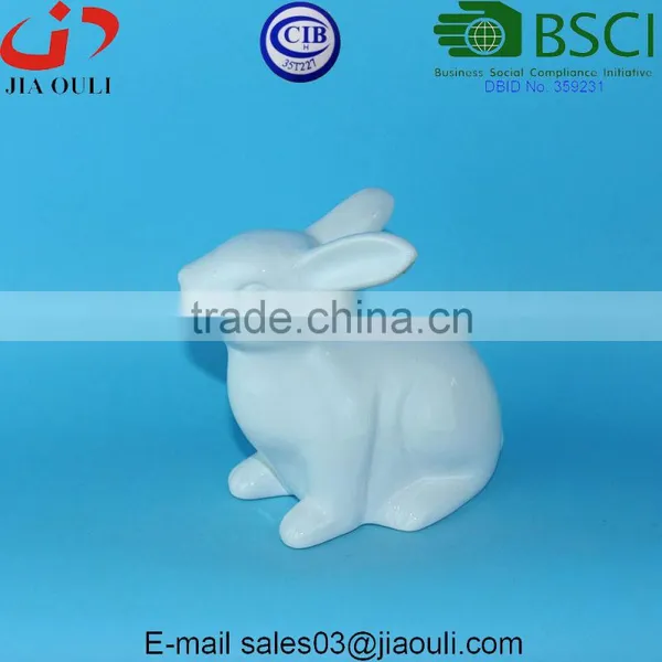 BSCI Audit Factory EASTER Rabbit Figurines Small Grey/white Porcelain Ceramic Rabbit, Easter Bunny photo-3