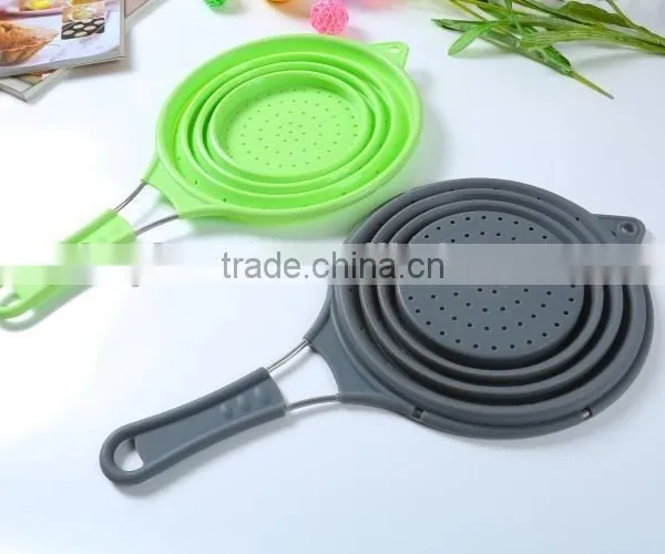 Silicone Foldable Colander Kitchen Tools Strainers Colanders Collapsible photo-4