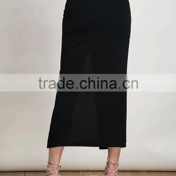 Jiahe Factory Latest Fashion Black Long Skirt Design Hight Rise Waist,hight Tight Spit Women Maxi Dress photo-4