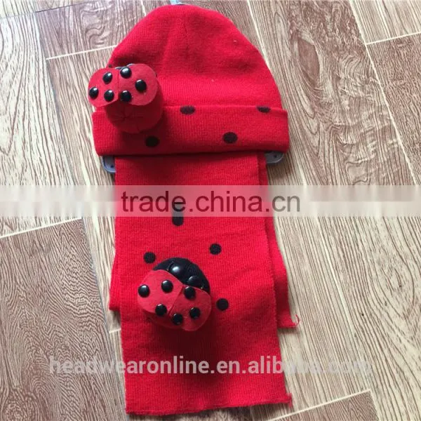 Hot Sell Fashion Embroidery Knitted Hat Suit With Scarf And Gloves photo-5