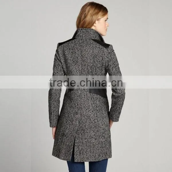 Bulk Fashion Black White Tweed Coat for Women photo-3