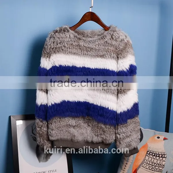 Multifunctional Women Genuine Knitted Coat Rabbit Fur Jackets Natural Winter Fashionable photo-4