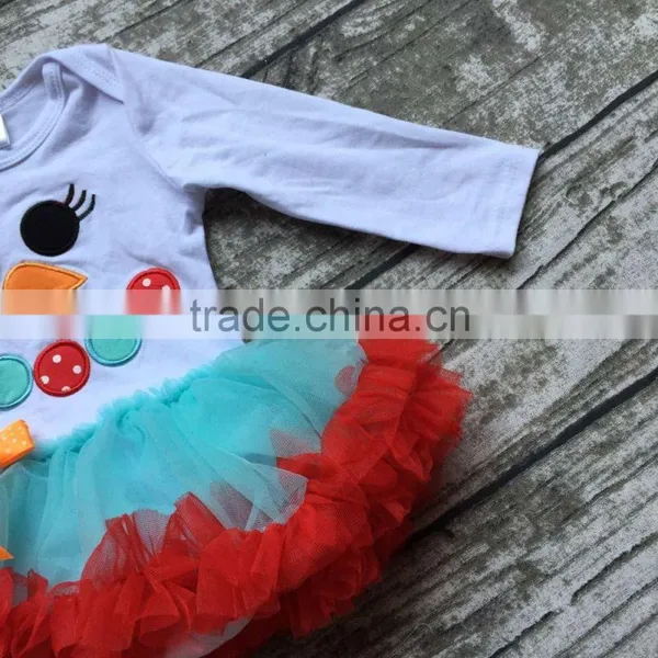 Baby Girls Christmas Tutu Romper Infant Girls Snowman Tutu Romper With Chiffon Tutu Romper Infant Toddler Girls Outfits photo-3