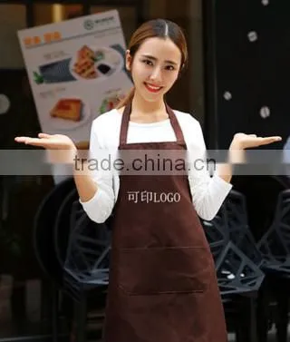 Custom Aprons Korean Solid Color Home Aprons Brown Advertising Apron Custom Printed LOGO photo-2