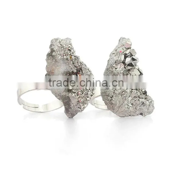 Raw Crystal Natural Stone Irregular Pendant Ring photo-2
