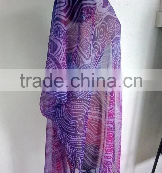 100% Polyester Women Printed Beach Boho Kimono/kaftans,Casual Fashion Chiffon Kaftans For Women photo-2