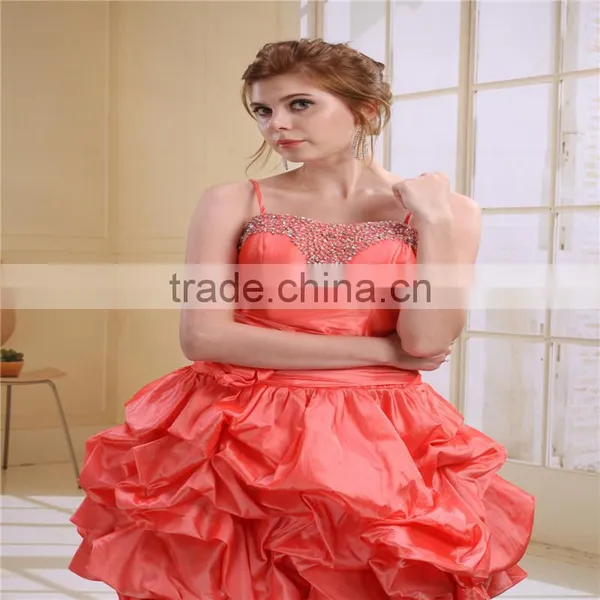 Short Party Cocktail Dress Beaded Pleated Taffeta Short Party Dress AS028 photo-4