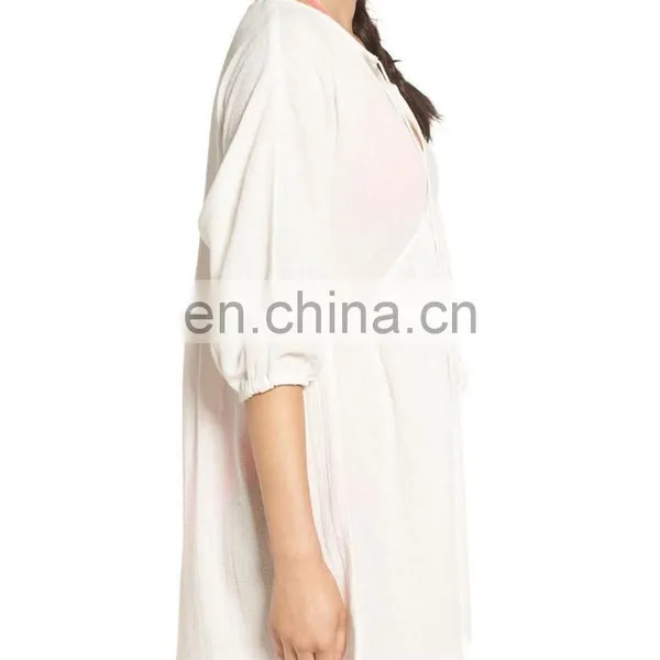 C78 Woven Cover-Up Beach Cotton Tunic Kaftan photo-2