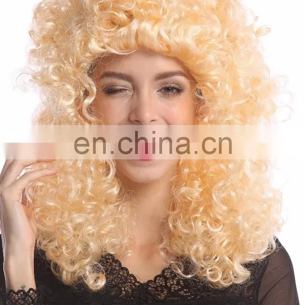 Carnival Blond Huge Curly Wigs P-W220 photo-4