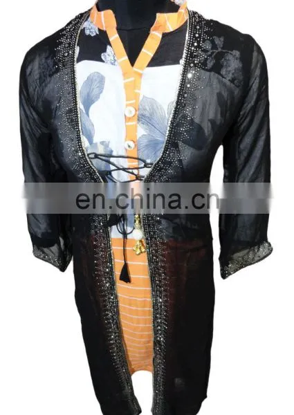 Dubai Silver Stone Work Burkha Jacket / Casual Islamic Wear Abaya Jacket / Fashionable Burkha Hijab Jacket 2017 (dubai Abaya) photo-5