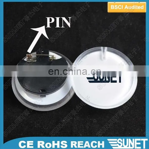 Night Club KTV Wholesale Led Flashing Custom Logo Circle Lapel Pin photo-4