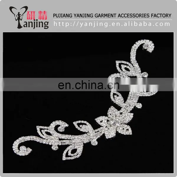 Professional Factory Wholesale Crystal Clear Silver Beaded Rhinestone Applique Sewing Crafts photo-3