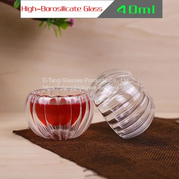 Wholesale Factory Directly Pumpkin 50ml Glass Cup, Drinking Glasses, Double Wall Mini Glass photo-3