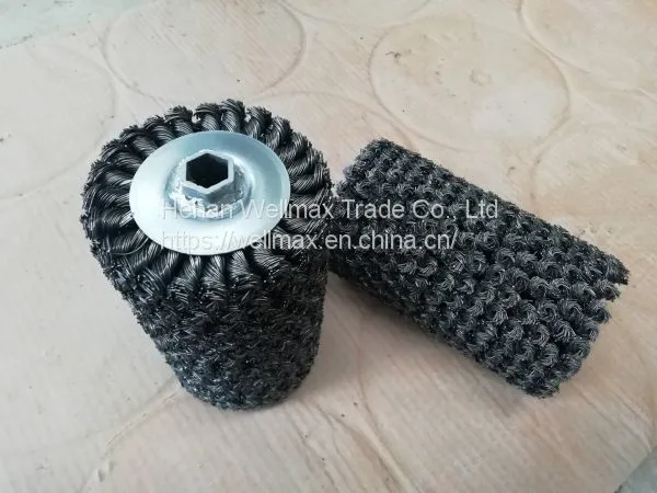 Hex-pipe Twisted Wire Wheel Brush Roll 125mm Diameter photo-2