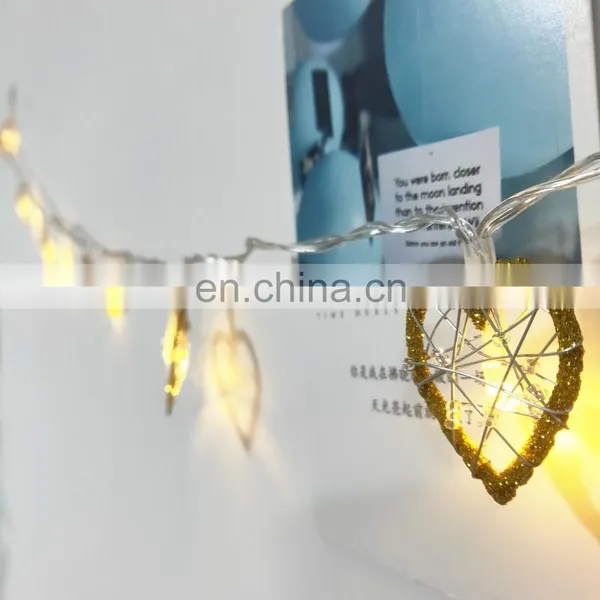 10L Led Gold Glitter Heart Night Strip Light With Bead Home Decor Ceiling Lights Indoor Valentine's Day Decoration Lighting photo-4