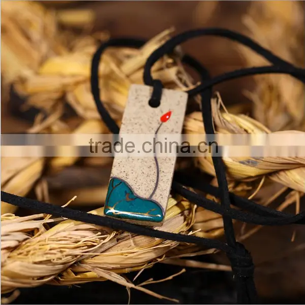 2015 Hot Selling Spring Ceramic Pendant Necklaces Silver Gold Plated Stainless Steel Couple Chain photo-4