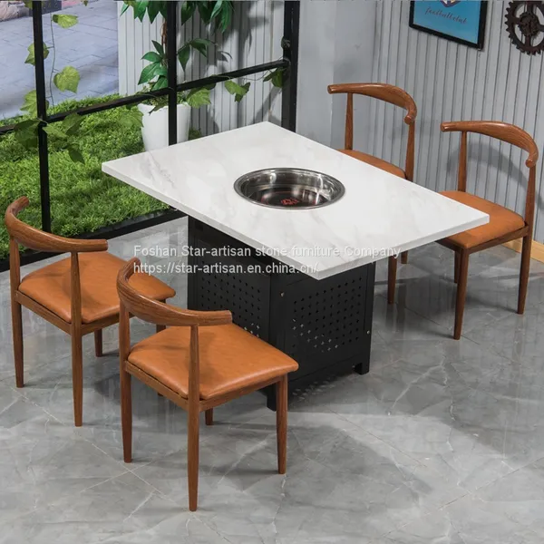 Hot Pot Round Table Custom Artificial Stone Furniture photo-2