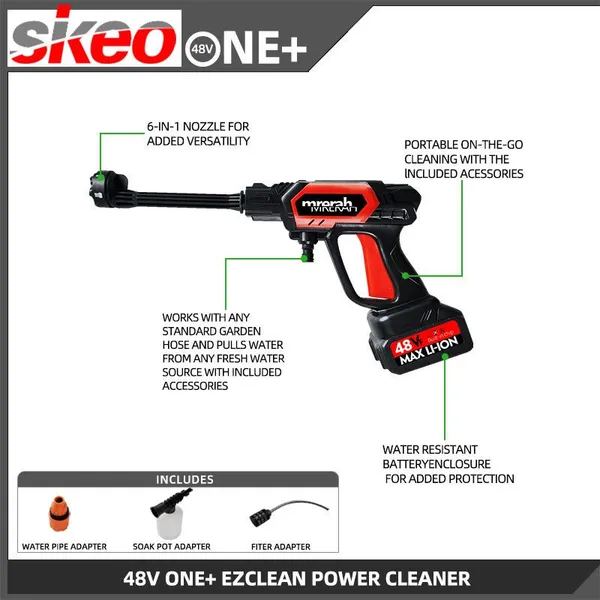 Sikeo Portable Cordless Pressure Washer, MAX 580 PSI Portable Power Cleaner With Accessories Kit, 4.0Ah Battery photo-3