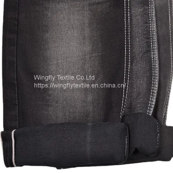 12 oz Black Stretch Selvedge Denim Fabric Wholesale Summer Selvedge Denim Material Suppliers W284526 photo-2