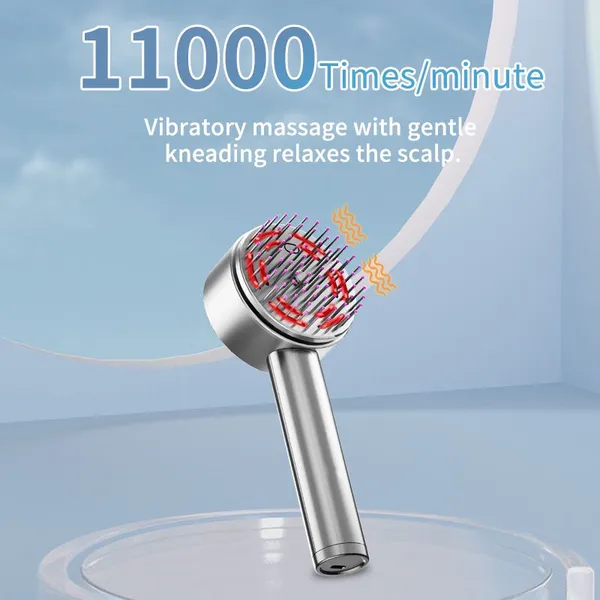 Nano Spray Electric Scalp Massager Brush Blue Red Light Therapy Vibration Hair Growth Oil Liquid Hair Straightener Comb photo-5