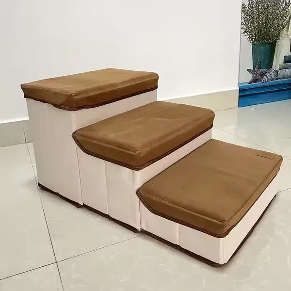 MEOW LOVE Foldable Pet Stairs Integrated Storage Easy Access Neat Organization Cats Staircase Space-Saving Dogs Steps