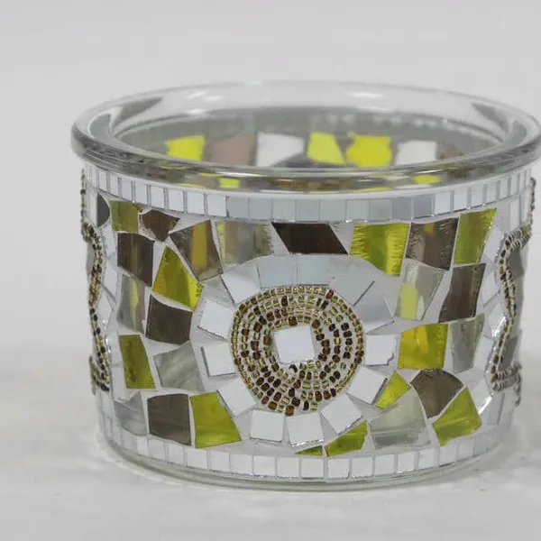 Mosaic Jar Glass Vase Glass Container Jar photo-4