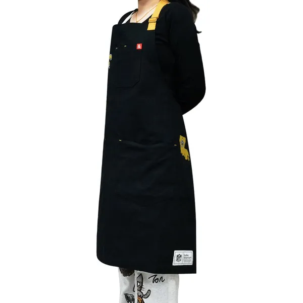 Adjustable Strap Kitchen Aprons Multi Pockets Full Length Stain Resistant Household Cooking Service Aprons photo-3
