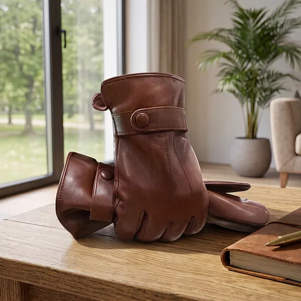 Custom Accessories Manufacturer Private Label Faux Leather Solid Color Warm Wrist Strap Gloves
