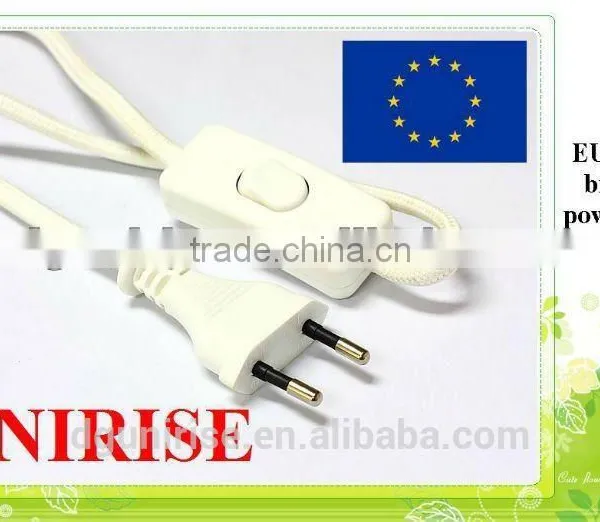 EU Lamp and Light Power Cord With Textile Braided Cable