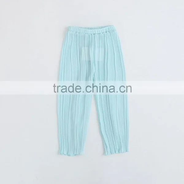 Europe Stylish Summer Children's Clothes Girl Clothes Five Solid Cream Color Chiffon Pleated Shorts Clothing Pants 2-9Y photo-2