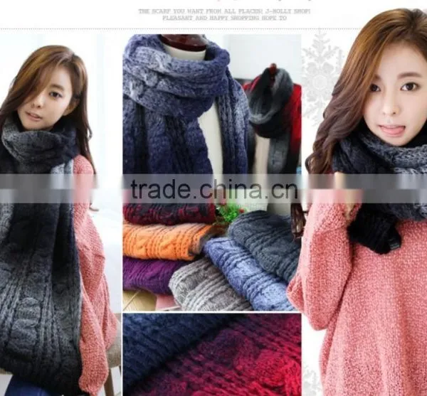 2014 Winter Latest Fashion Warm Unisex Man Women Fitted Space Dye Long Knit Scarf photo-4