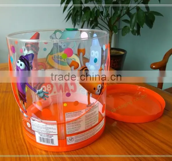 Custom Printed and Made Clear PET Water Proof Color Pencil Packaging Plastic Round Bucket Quality Choice photo-2