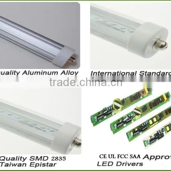 LED TUBE 8ft 2.4m 45W Single Pin FA8 or R17D Replace Existing Fluorescent Fixture Milky Clear Cover Quality Choice photo-2